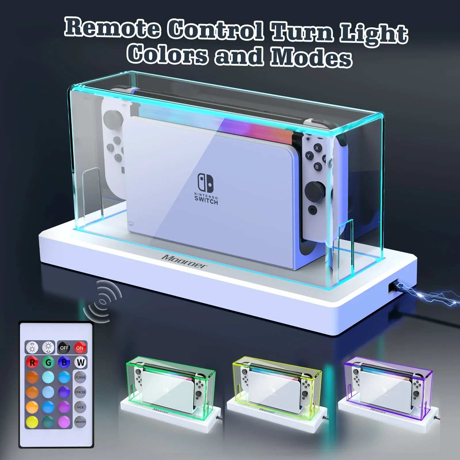 Racks Suitable for Nintendo Switch Dust Cover 16 Color LED Lighting Base Acrylic Dust Cover Waterproof and Scratchy Game Accessories