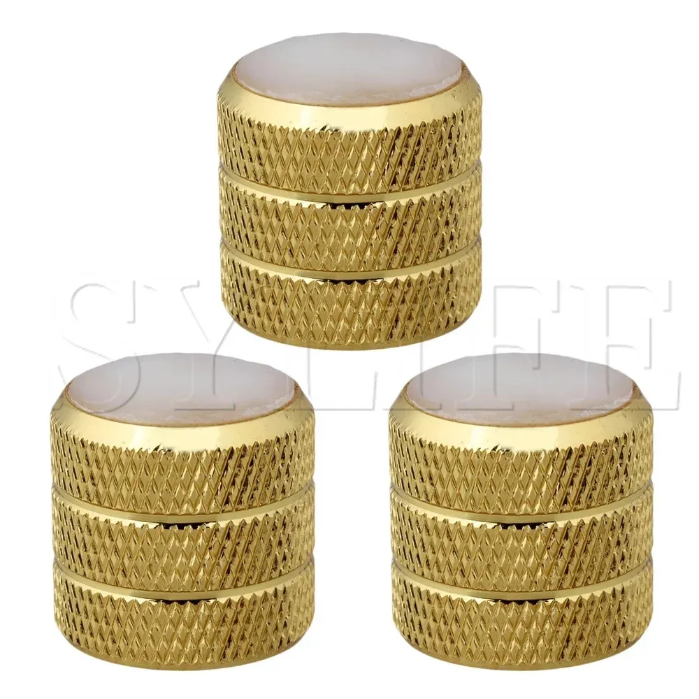 Accessoires Alloy Golden Three Circle Dome Knobs + White Glass Top voor elektrische gitaar 3 stks