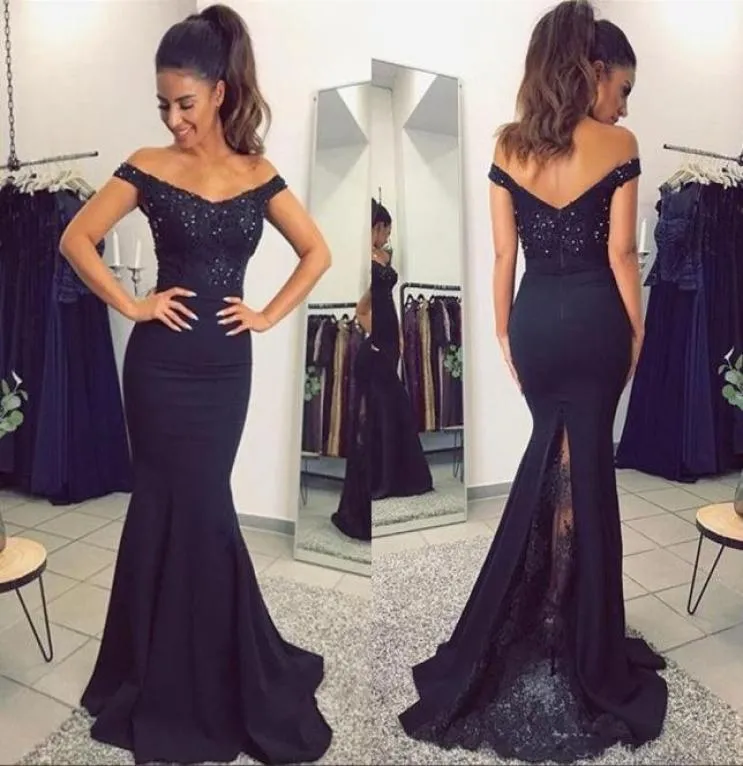 2018 African Navy Blue Robes de bal de promotion en soirée PLUS TAILLE Long paillette sexy sans dos pas bon marché Robes de fête 9804593