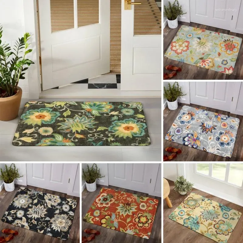 Carpets Modern Floral Doormat Indoor Welcome Entrance Floor Decorative Carpet Non-slip Easy To Clean Area Rug Wrinkle-Resistant Mat