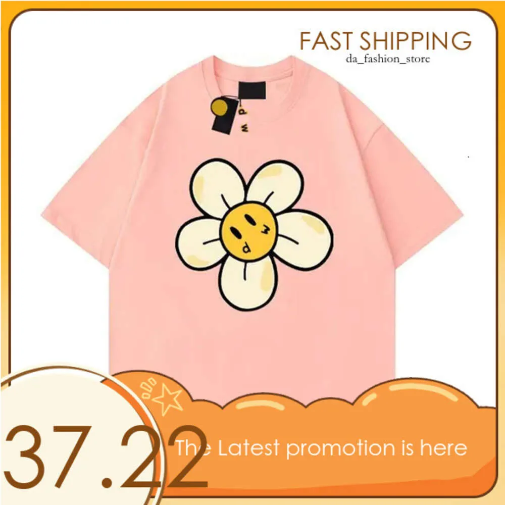 Drawdre Shirt Bay Shirt's Designer Men's Face Summer Draw Haikyuu Women's Tee Tee Loose Tops Round Cou Drew Sweat à capuche Floral Small Yellow Face 329