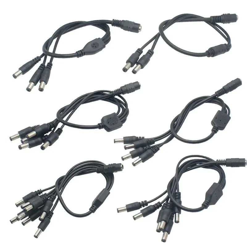 Nuevo divisor de alimentación de 12 V CC enchufe 1 hembra a 2 3 4 5 6 8 Cable de CCTV de CCTV Cable de CCTV Accesorios CCTV Accesorios de alimentación de alimentación 2.1/5.5 mm