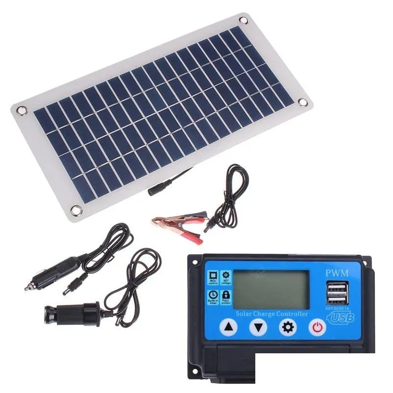 Windgeneratoren 50W Dual USB 12V/5V Solarpanel mit Auto -Ladegerät 10/20/30/40/50A Controller für Outdoor -Cam -LED -Leuchten - 40A Drop Deli Dhwui