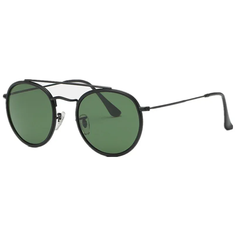 Klassische Modequalität Unisex Runde Pilot-Sonnenbrille UV400 Glassobjektiv 51 mm Slim Metall Retro-Vintage Doppelbrückendesign für verschreibungspflichtige Schutzbrillen