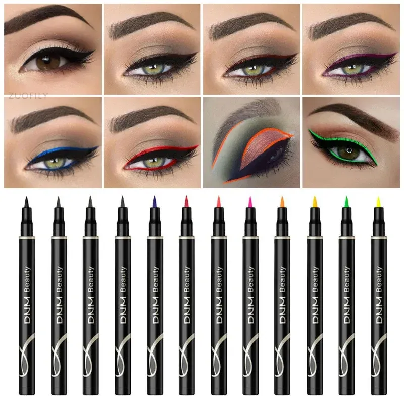 Eyeliner 12 Renk Sıvı Eyeliner Kalem Su Geçirmez Renkli Göz Yolcu Kalemi Vurgu Neon Renkli Uzun Süreli Gözler Makyaj Kozmetik