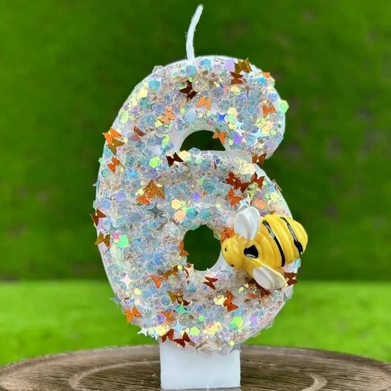 3st ljus Honeybee Childrens födelsedagsljus 0-9 Nummer Original Birthday Candles for Boys Party Cake Topper Decoration 2024