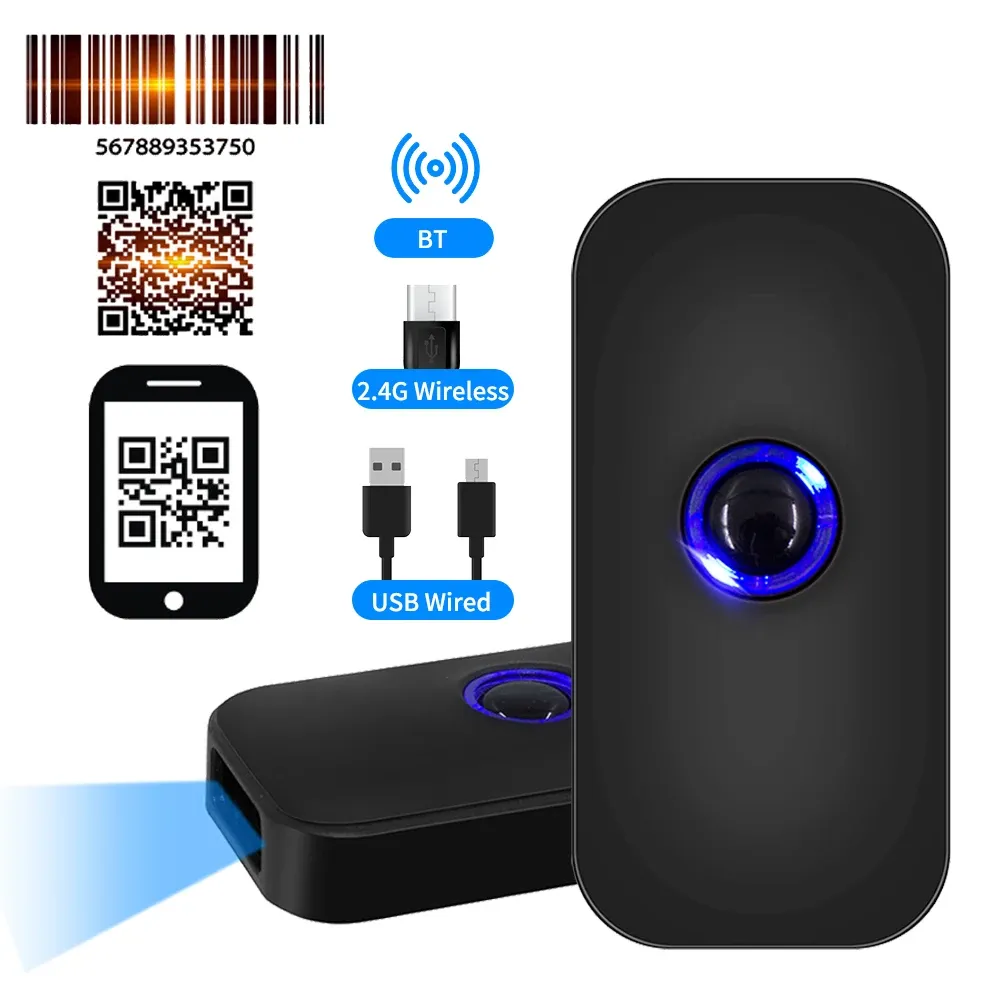 Scanners Handheld 3in1 Barcode Scanner 1D /2D /QR Bar Code Reader Ondersteuning Bluetooth /2.4g draadloos /USB -bedraad verbinding voor supermarkt