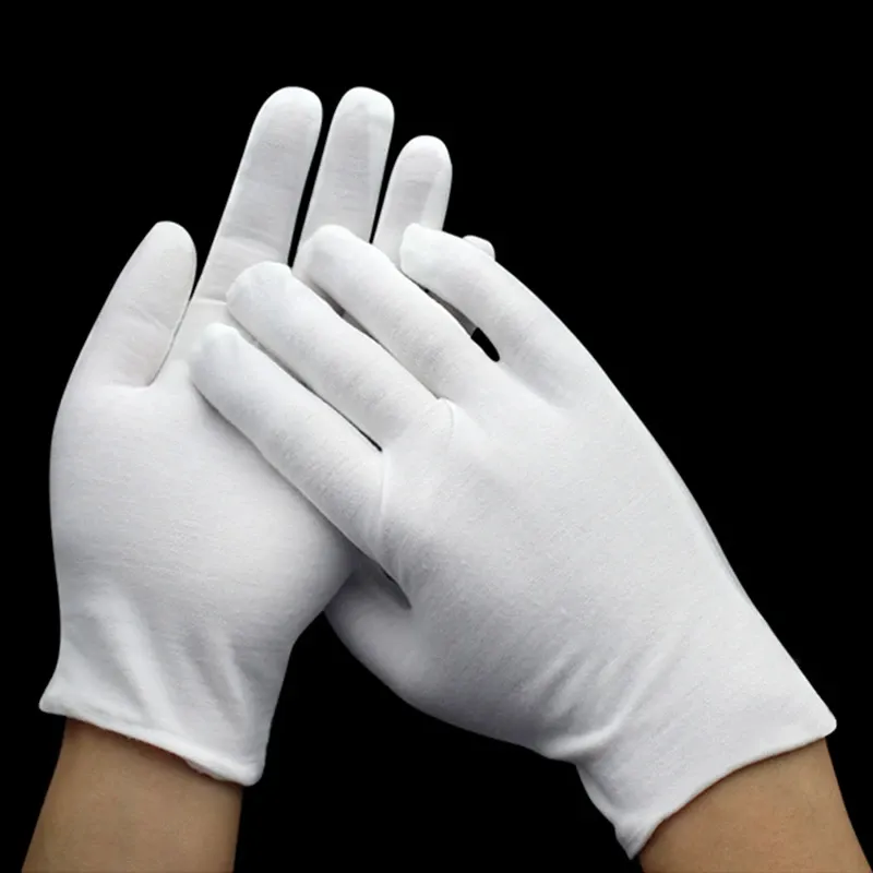 Gants gants en coton blanc 12 paires gants d'eczéma hydratant pour les mains sèches lavables bijoux de sommeil de sommeil argent gant spa gant