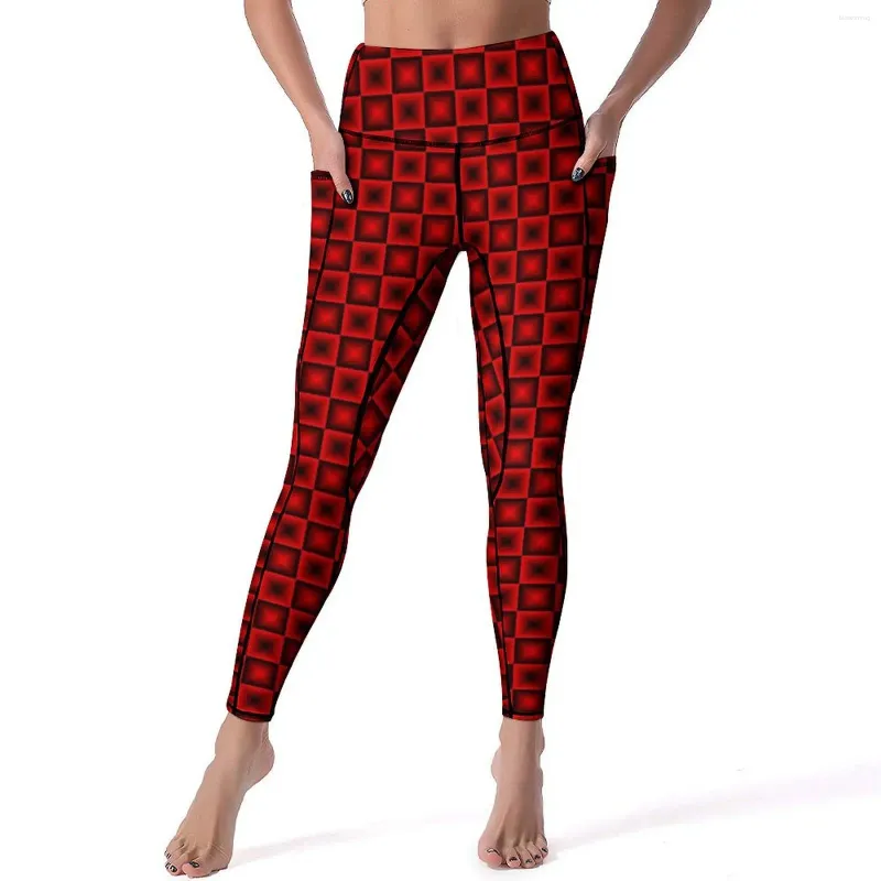 Leggings femininas vermelhas pretas xadrez sexy sexy push up calças de ioga moda alonggins lady design fitness sport legging