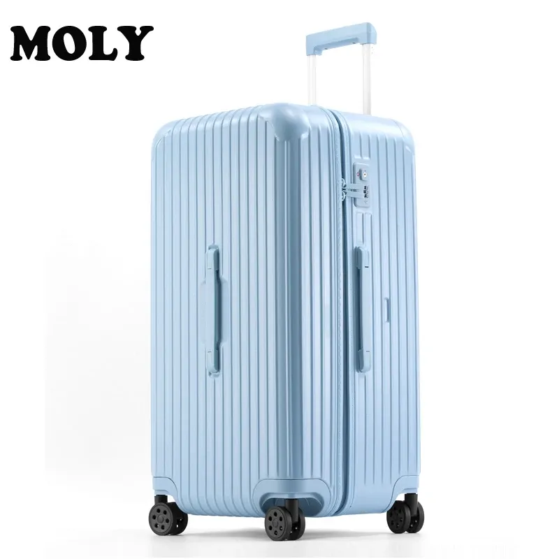 Bagages 2023 Mojy Factory Sales Direct Private Private Private Blue Aluminium 26 pouces Organisateur de valises de voyage de luxe avec rouleaux