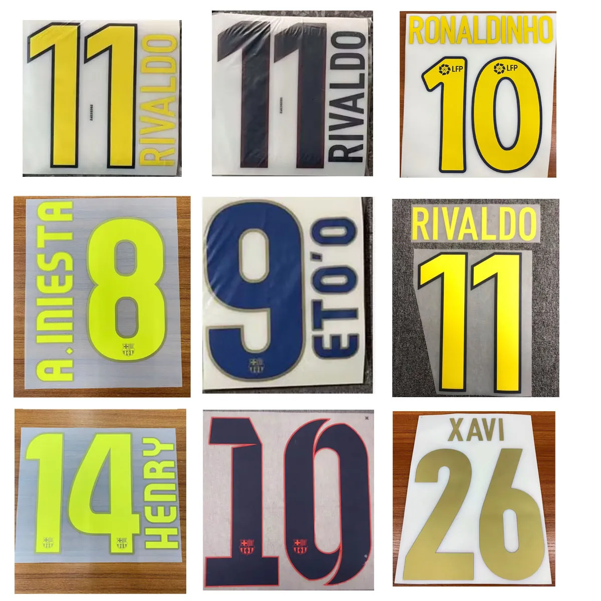 Retro Naseet Henry Suarez A.iniesta rlvaldo puyol ronaldinho Xavi David Villa Printing Soccer Patch Patch