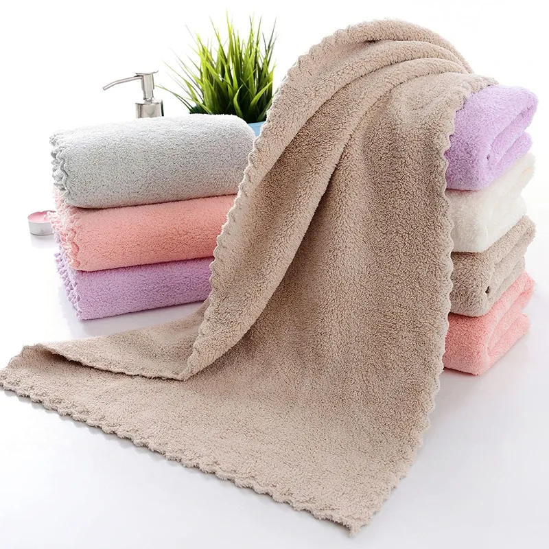 Towels Shower Hair Face Hand Towel Absorbent Towe Household products bathroom products coral fleece trimmed towels Microfiber Towel