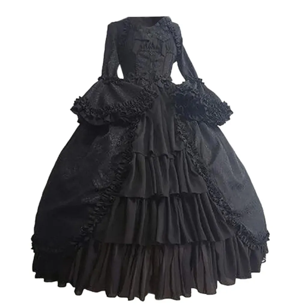 Elegant medeltida klänning retro goticed court lolita klänning boll klänning fyrkantig hals tät midja bowknot kvinnor lapptäcke bågklänning 240423