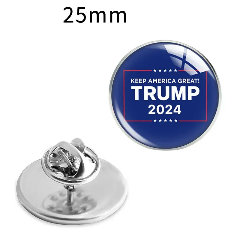 2024 Trump Brooches American Election Trump Metal Badge Pins Glass Brooch 9 Style
