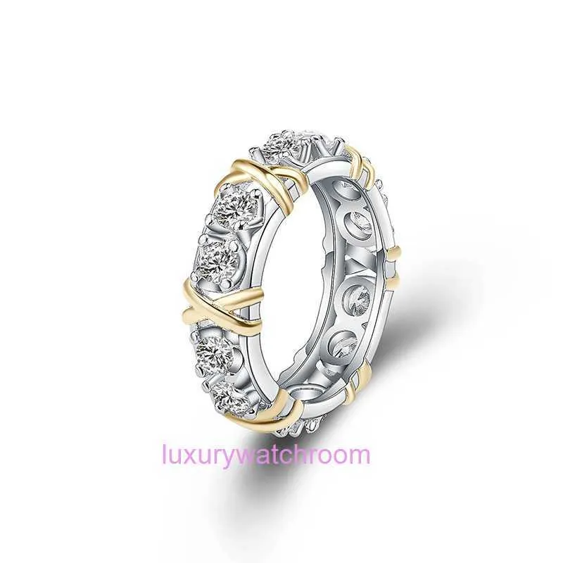 Damesband tiifeany ring sieraden seoyoon legering dot boor boor dames kruis mode eenvoudige tweekleurige ring