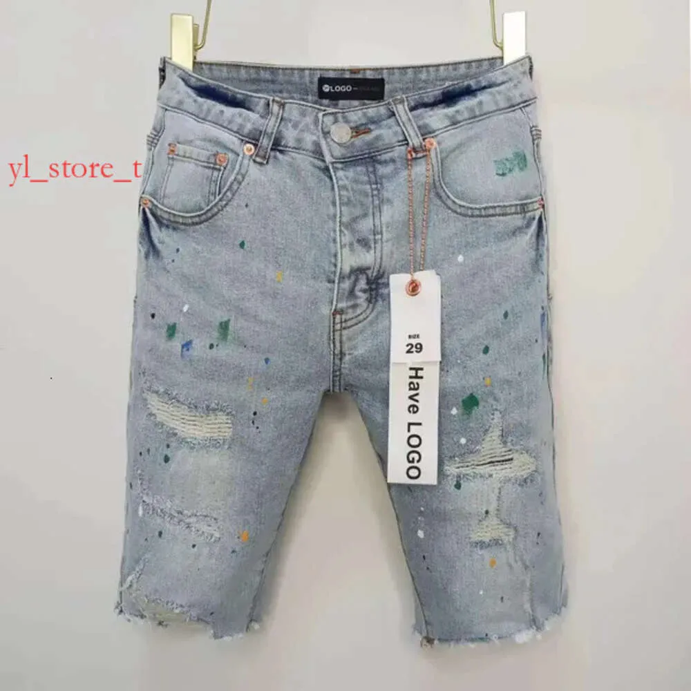 Designer Purple Denim Shorts Stacked Pants Ksubi Tear High Street Trendy Denim Straight Leg Style Street Wear Men Sim Jeans Shorts Ksubi Jeans Man 4271