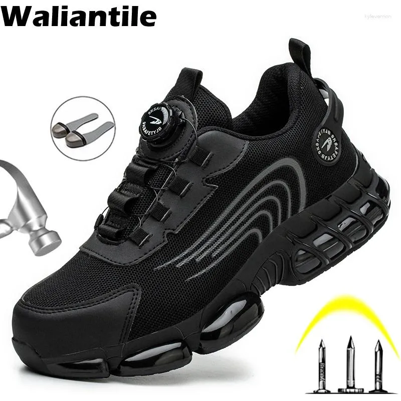 Boots Waliantile Lace Free Men Séfiance Chaussures Sneakers pour le travail Industriel Piscture Porte-orteil Indestructible Travail