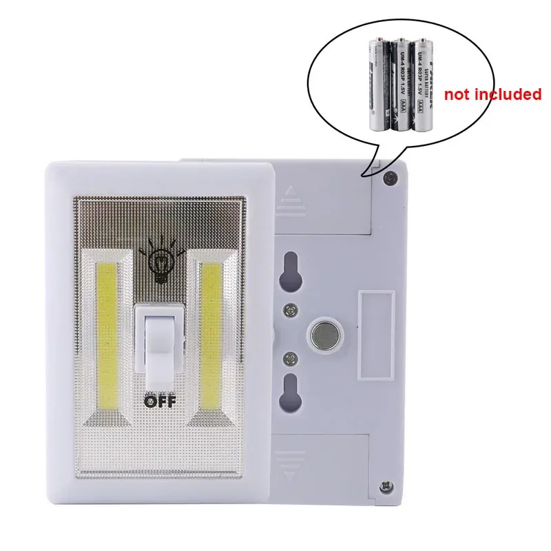 COB LED Switch Night Light Magnetic Wall Lamp Battery Operated Cordless Under Cabinet Light For Garage Closet