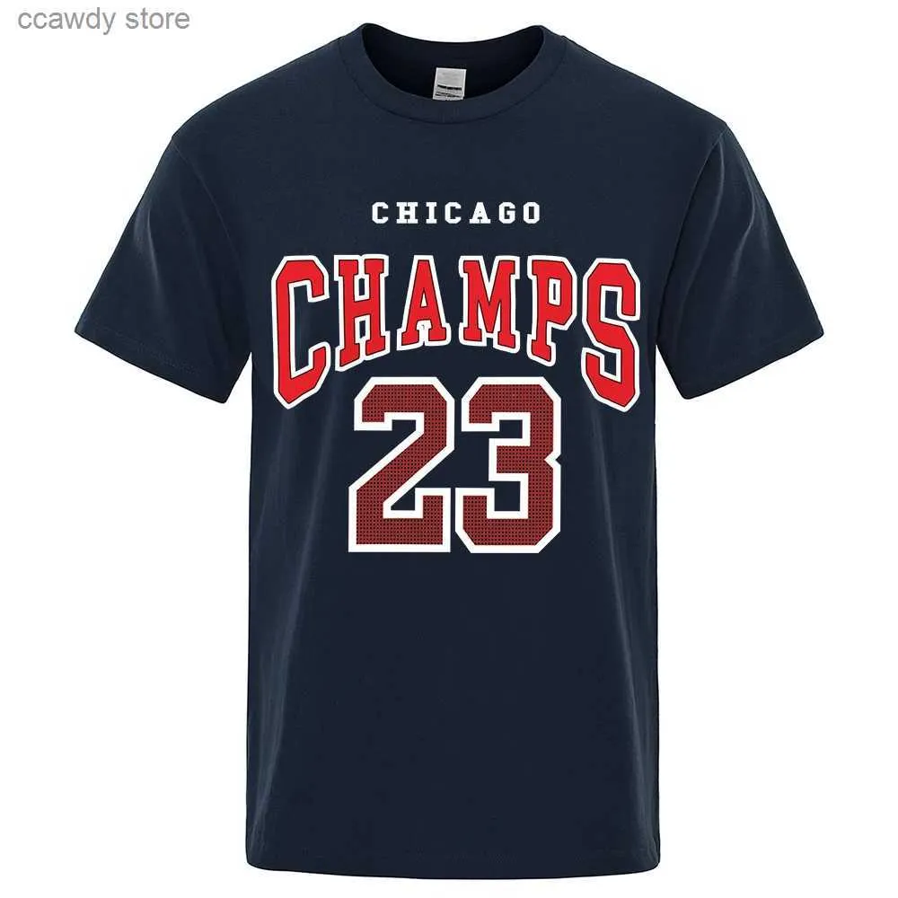 Herr t-shirts Chicago Champs 23 USA City Team T-shirt sport kort seve skjorta män bomull casual t kläder strt breatab hip hop tshirt h240507