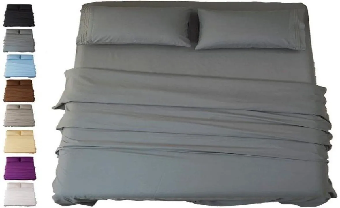 Ensemble de draps de lit Super Soft Microfiber 1800 Couges de fil Luxury Feuilles égyptiennes rides de poche profonde et hypoallergénique 2204293978164