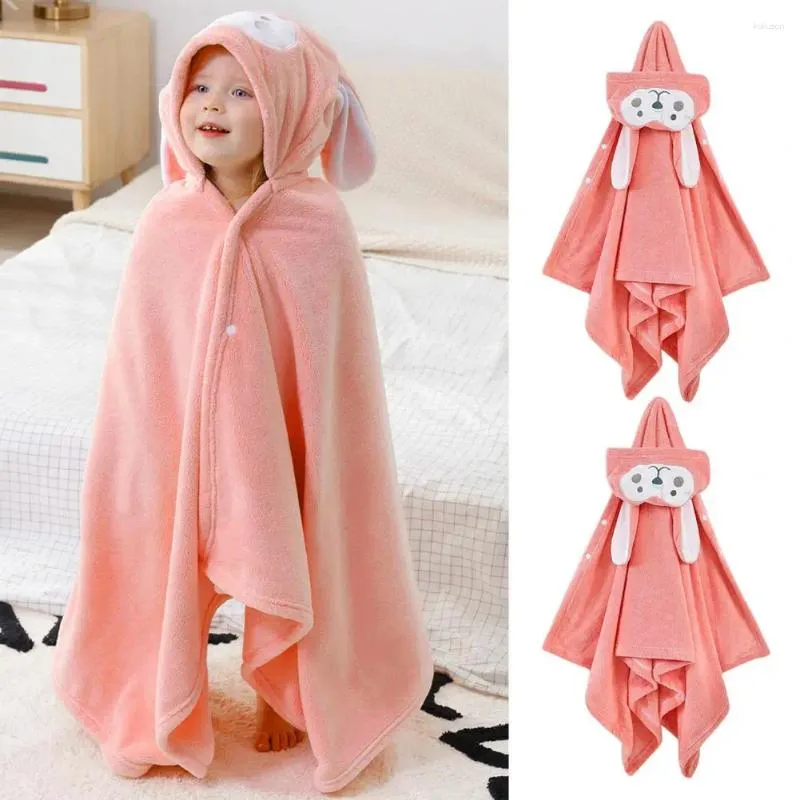 Handdoek baby bad dikke cartoon cartoon stijl knop sluiting poncho vaste kleur warme zachte kinderen dutje deken