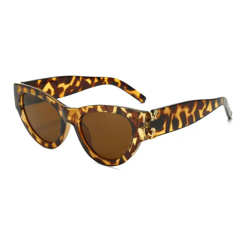 Designer yslsunglasses solglasögon kvinnor män helt ny liten ram mode lyxiga solglasögon kvinnliga vintage ihåliga leopard solglasögon