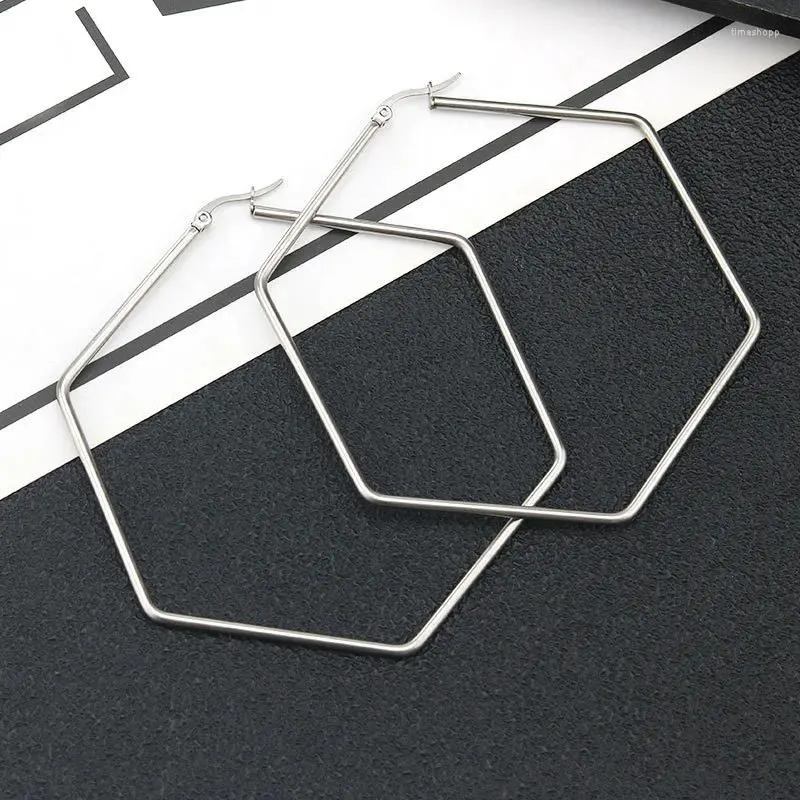Kolczyki stadnonowe 300 puper/partia modne i minimalistyczne tytanowe stalowe geometryczne wyolbrzymięte pierścionki ze stali nierdzewne damskie