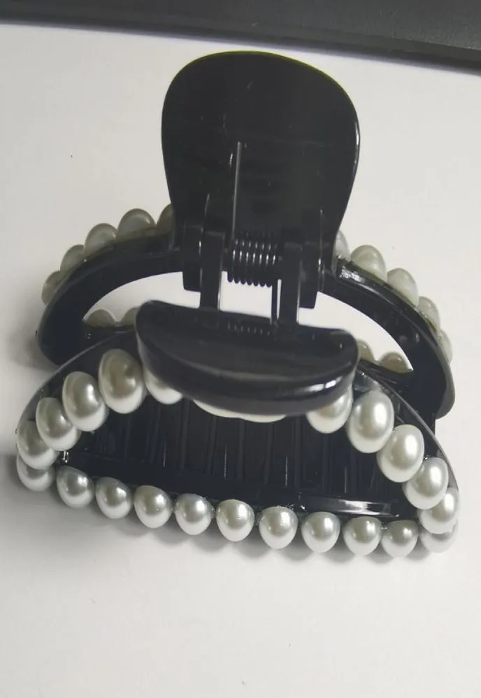 189 SAMCC Fashion Hair Accessories Black Hairclips 842cm Pearl Acrylic Grip Hairpins for Ladies Gift 2PCSLOT9675284