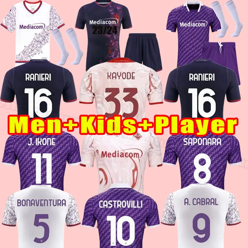 2023 2024 FIORENTINA soccer jerseys JOVIC CASTROVILLI J IKONE CALLEJON PRINCE GONZALEZ 23 24 Fiorentina Football Shirts VLAHOVIC maillot de foot men kids full kits