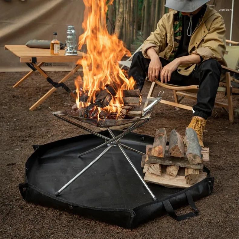 Tapijten opvouwbare brandwerende mat vlam vertragen hittebestendige kussen zeshoekige vuurplaats ember voor camping in de buitenkampeerpicknick barbecue