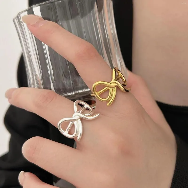 Ringos de cluster Shanice S925 Sterling Silver Bow anel para moda feminina personalizada Index Index Finger Party Jewelry Presente