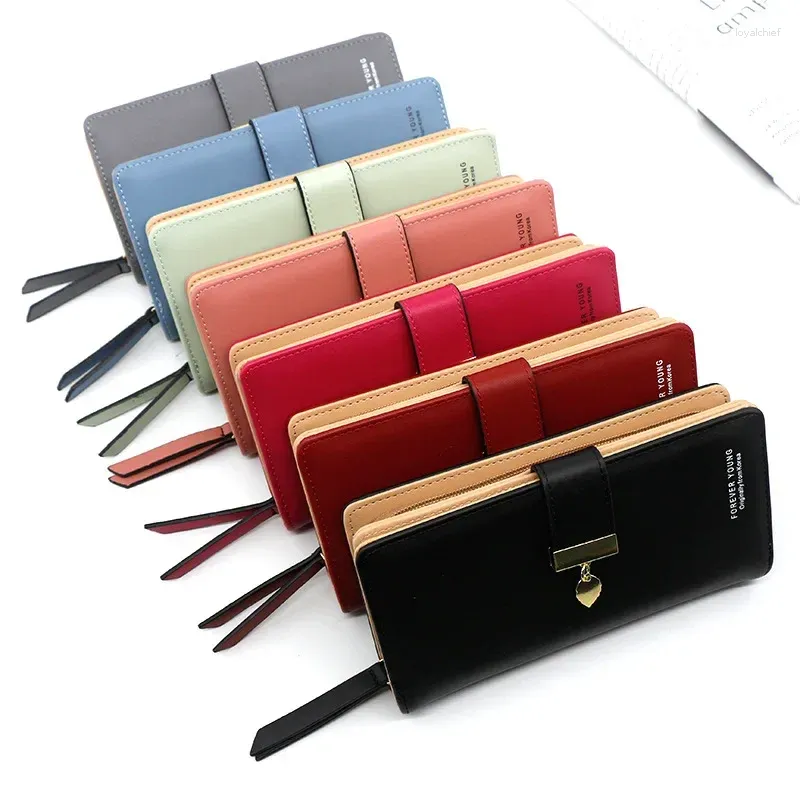 Wallets Fashion Women Wallet Big Bill Bit Card Holder Po Mobile Phone Bag Clutch Coin Purse Lady Zipper Carteras Para