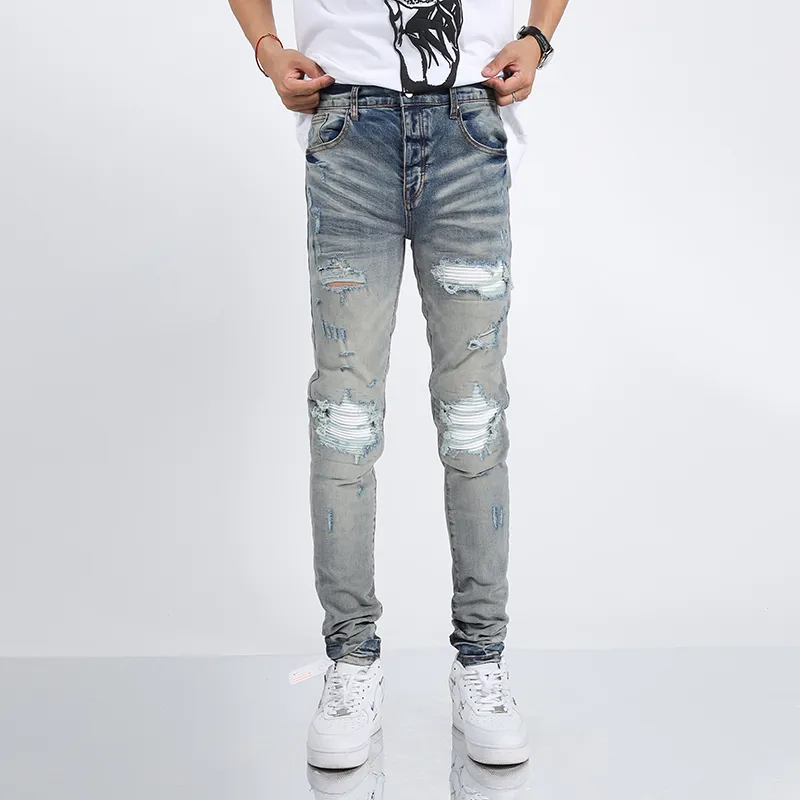 Luxurys Designer Jeans verzweifelt Frankreich Mode Pierre Straight Herren Biker Hole Stretch Denim Casual Jean Men Skinny Hosen Elastizität 8888