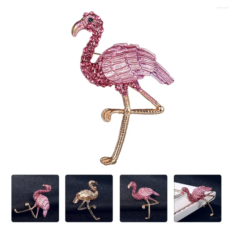 Broches flamingo broche decor borst pin de geschenk strass glanzende decoratieve pinnen dier