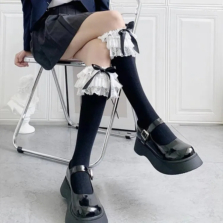 Frauen Socken Sommer Lolita Multi -Layered Spitzenbein Bein Kinder jk dünne mittelkappe gestapelt