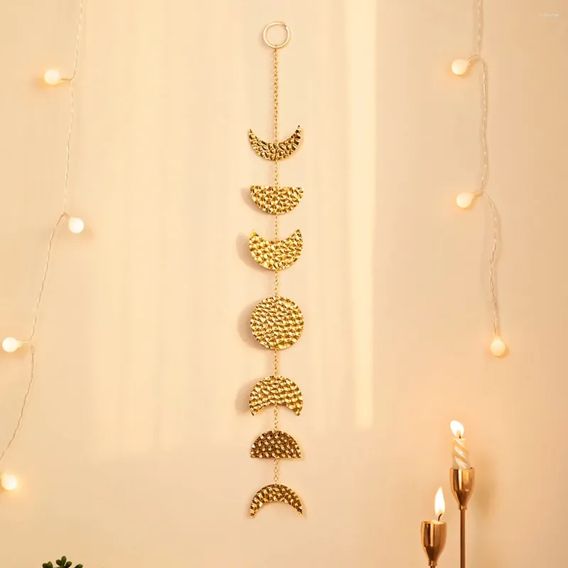 Figurines décoratines décor Gold Metal Moon Garland mur suspendu Boho Home Art for Apartment Dort Bureau Nursery salon chambre