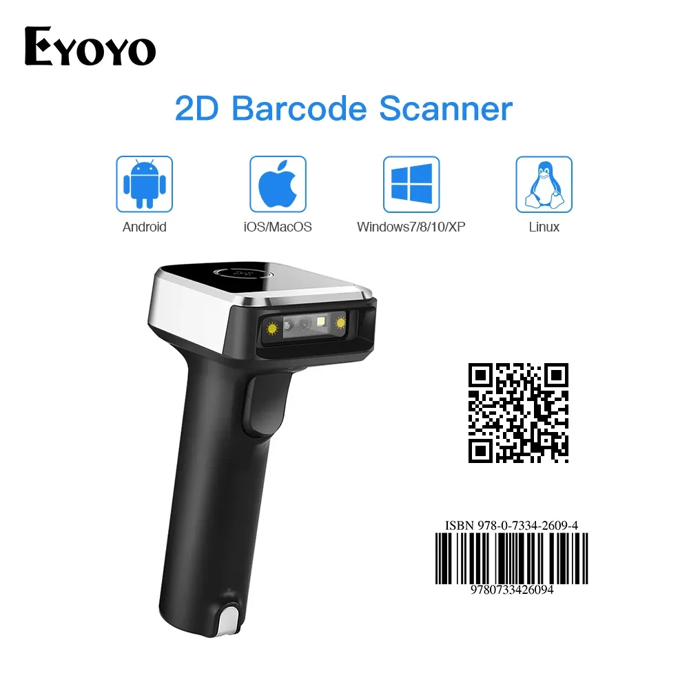 Skanery Eyoyo 2D QR bezprzewodowe skaner kodów kreskowych BT 4.1 Usb Wireless Barcode Reader dla macierzy danych PDF417 Kompatybilny