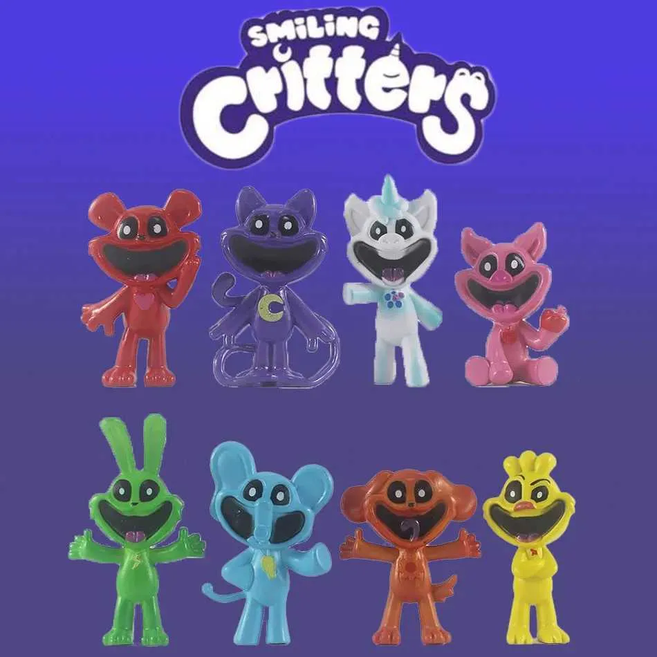 Aksiyon Oyuncak Figürleri 8pcs Gülümseyen Yaratanlar Figür Gülümseyen Critters Cat Nap Dog Day Catnap Dogday figür Seti oyuncak catnat Kickinchicken figürin T240506