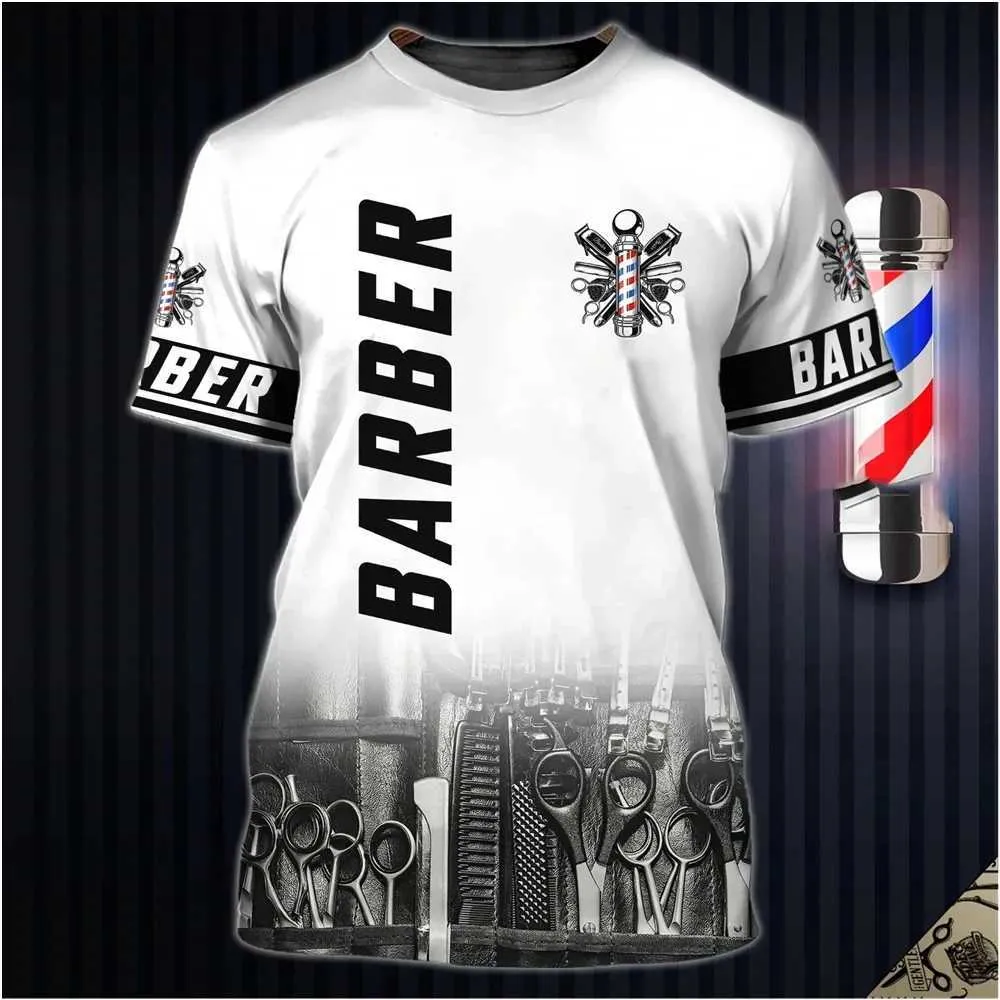 T-shirt maschile da barbiere camicia da uomo magliette da uomo 3d stampato abito personalizzato abiti da uomo oversize oversize a buon mercato top corti a buon mercato cool punk strtwear t240506