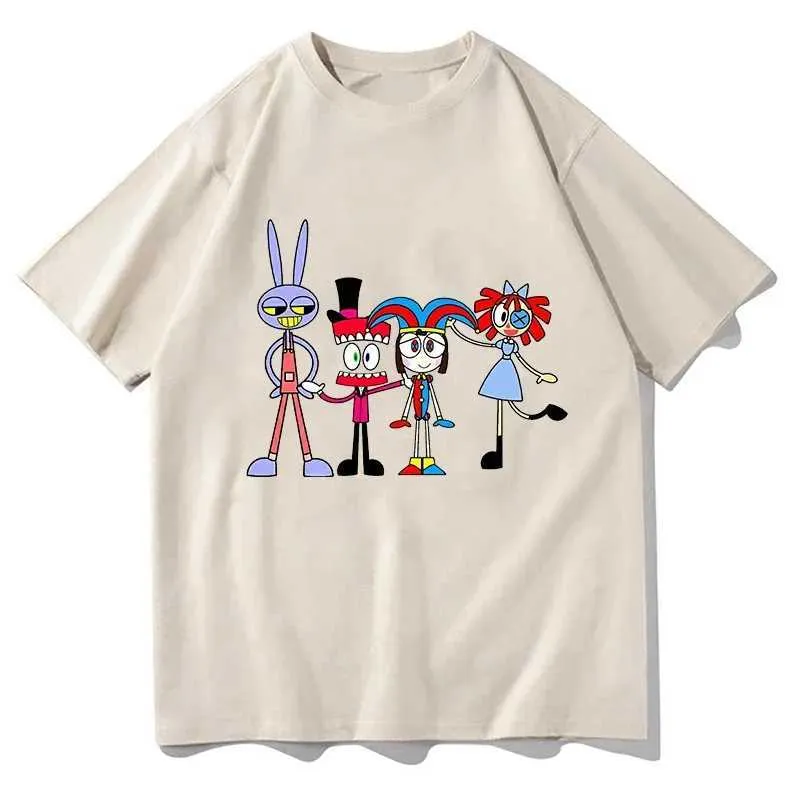 T-shirt maschile The Amazing Digital Circus Anime Merch T-shirt unisex Pure Cotton Fashion Cartunone Estate 8 Colori Short Slved Casual Thirt T240506