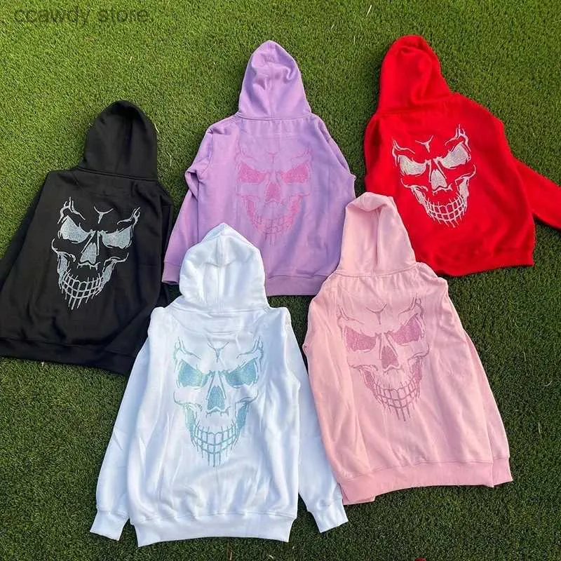 Мужские толстовок толстовок Strt Trend Clothing Vintage Print Print Zip Hoodie Men Women y2k Свободные повседневные топы Harajuku Corean негабаритный многоцветный H240507