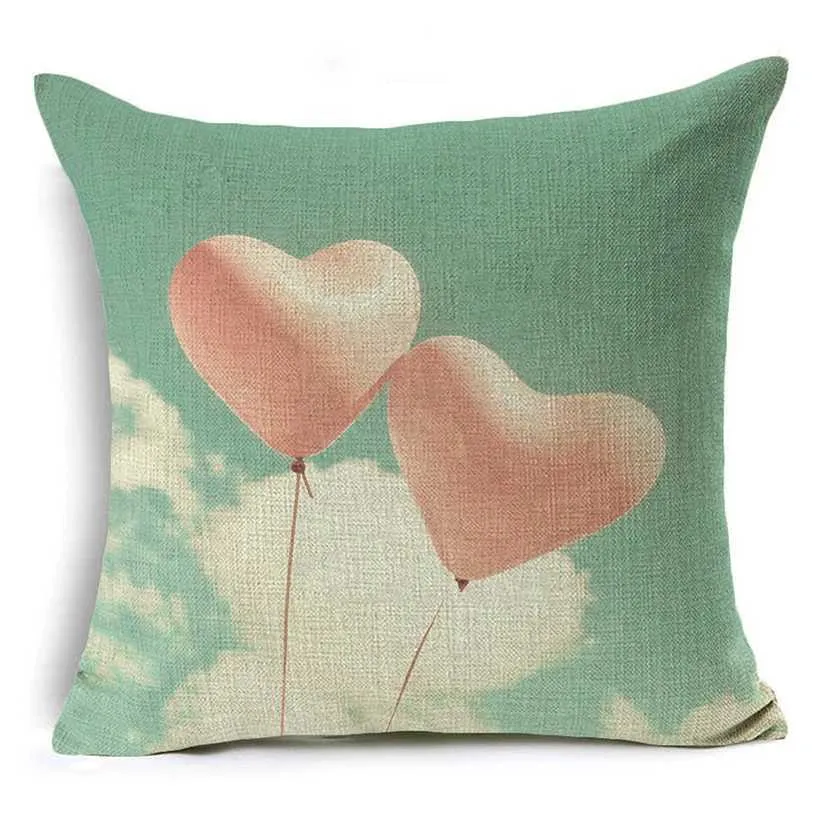 Cushion/Decorative WZH Colorful balloons Cushion Cover 45x45cm Linen Decorative Cover Sofa Bed Case