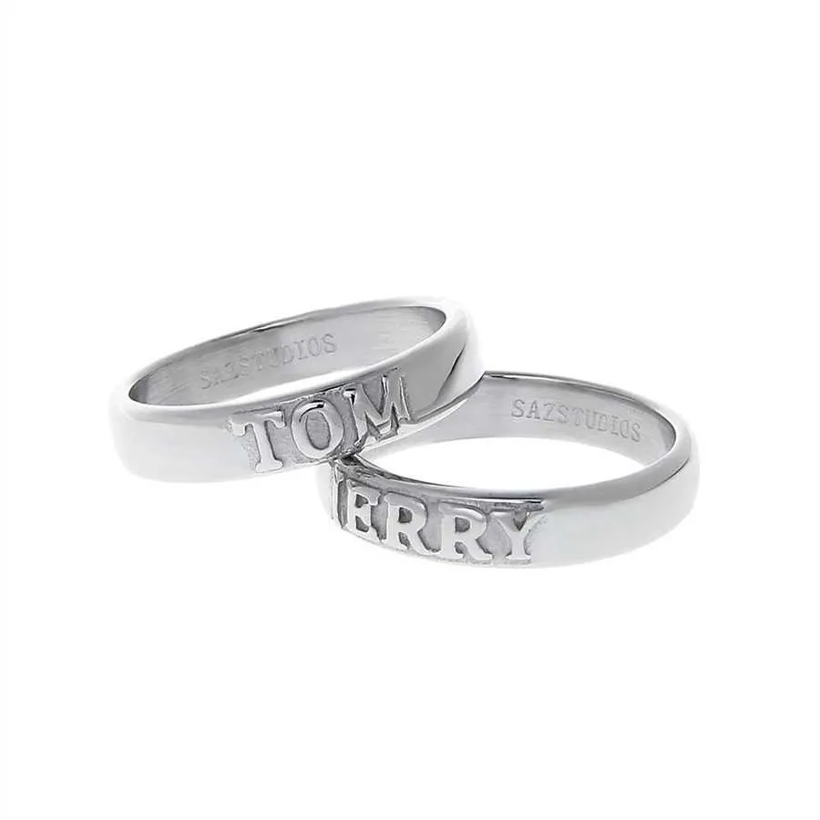 Anéis de banda 2023SSs Original Letter Graving Par Ring Ring de alto grau Titanium Steel Design de anel liso Casal masculino e joias femininas J240506