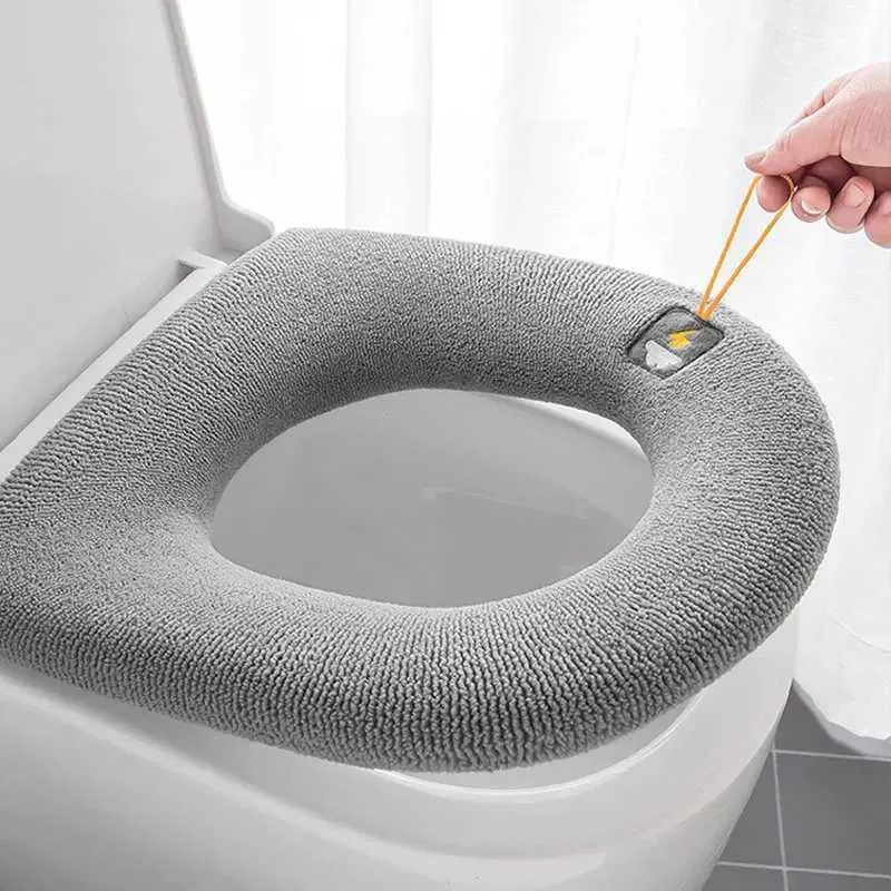 Toilet Seat Covers Universal Winter Warm Toilet Seat Cover Closestool Mat Pad Washable Bathroom Toilet Lid Accessories O-shape Pad Bidet Cover