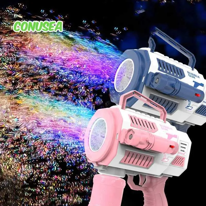 Toys Gun Automatic Bubble Gun 12 trous avec grand sac à dos Summer Souffing Bubble Bubble Party pour les enfants T240506