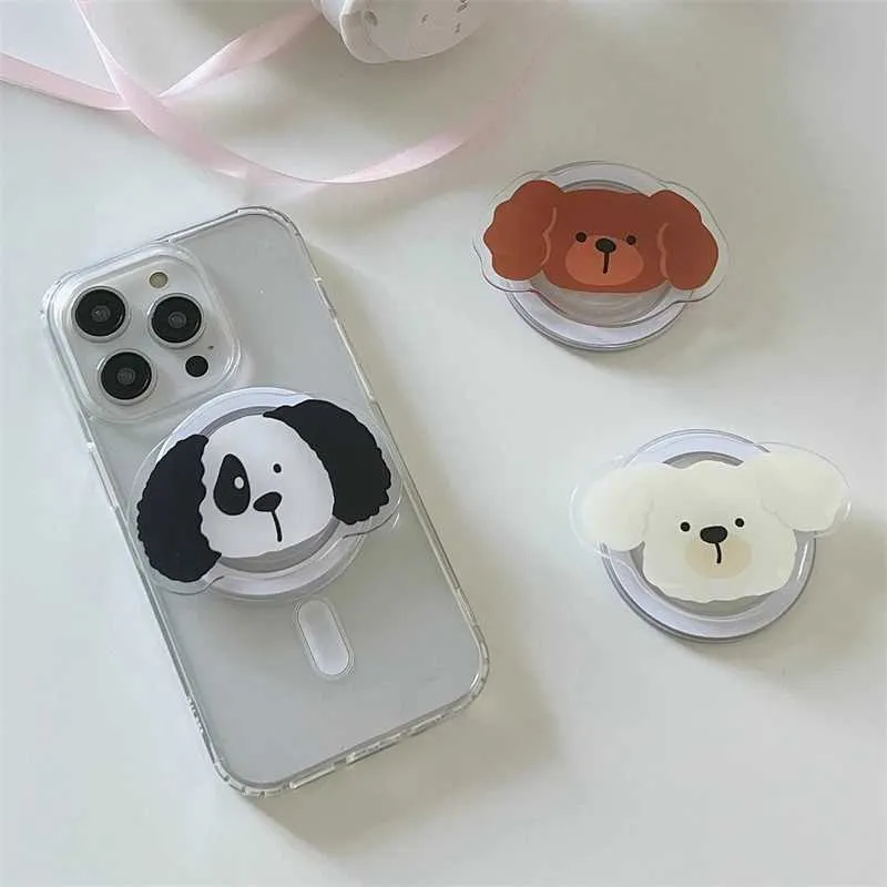 Мобильные крепления держатели корейский милый мультипликационный щенок магнитный держатель Grip Tok Griptok Поддержка поддержания для iPhone 15 14 для Pad Magsafe Smart Tok