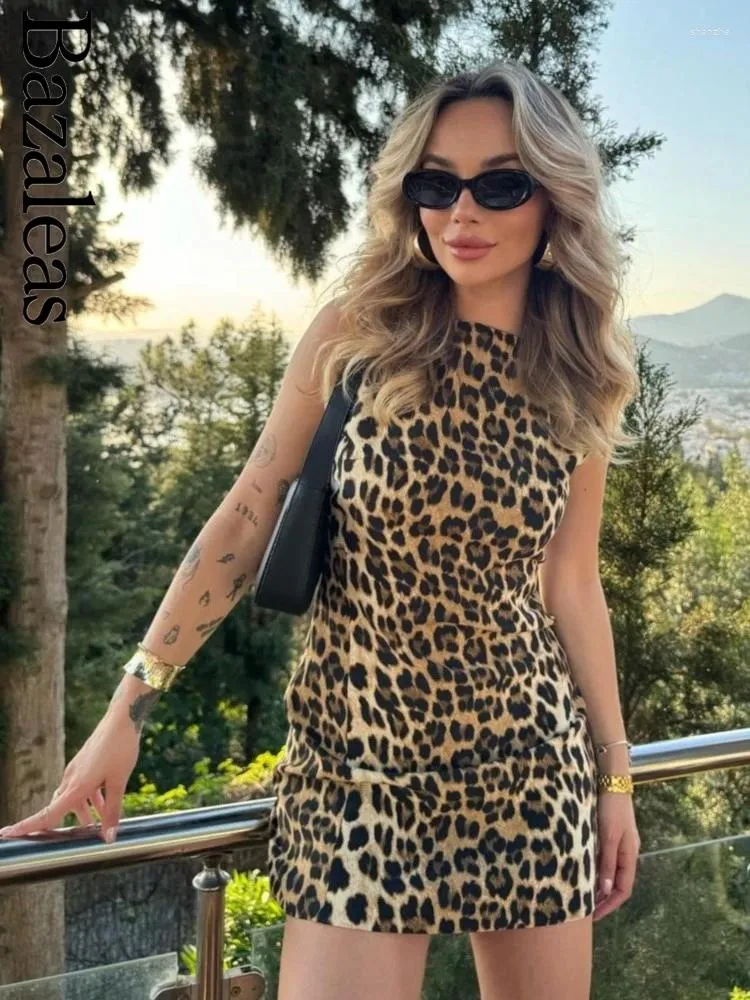 Casual Dresses 2024 Sexy Women's Tank Dress Leopard Print Mini For Women Summer Beach Holiday