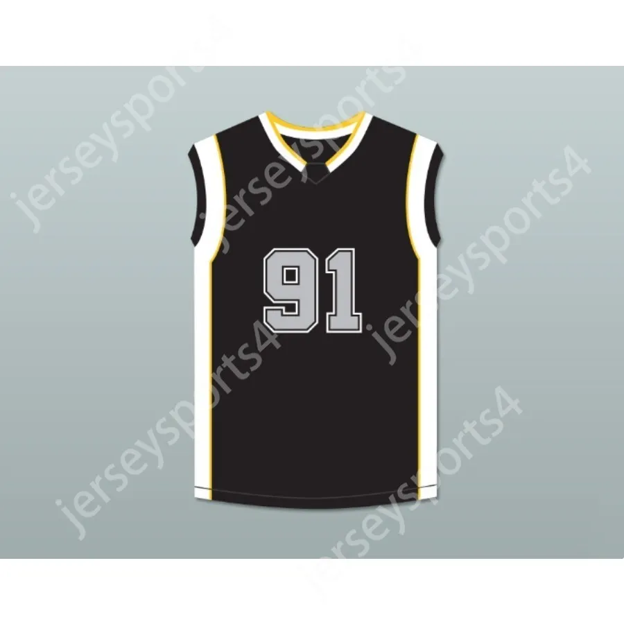 Custom qualsiasi nome Qualsiasi squadra Dennis Rodman Warden 91 Black Basketball Jersey I ritorni tutte le dimensioni cucite S-6XL di alta qualità