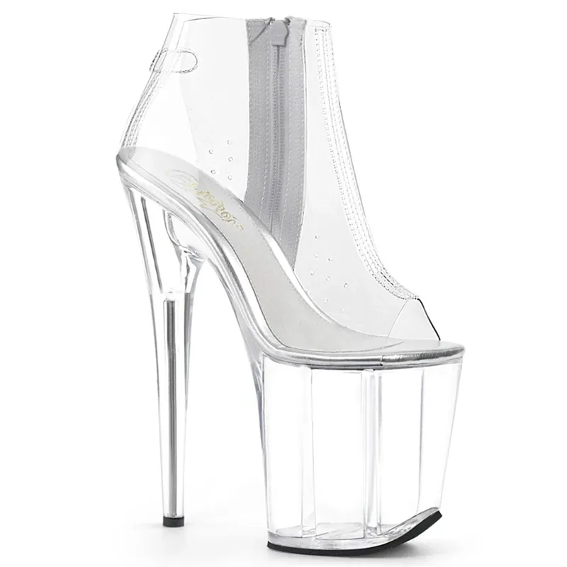 20 cm mariée bottines transparentes talons minces gladiateur gothique toute plate-forme de correspondance ouverte ouverte pole danse sexy fétiche