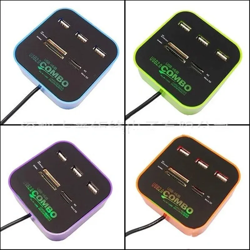 new USB Hub 2.0 3-port MMC Card SD Card Reader Slot USB Combo All-in-one USB Splitter Cable Suitable for Laptop for laptop USB hub